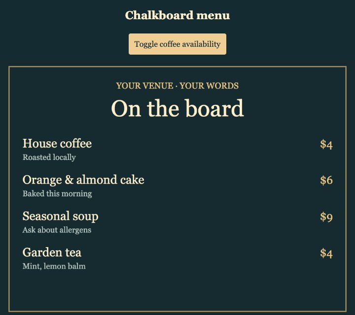 Chalkboard menu preview — open the working preview